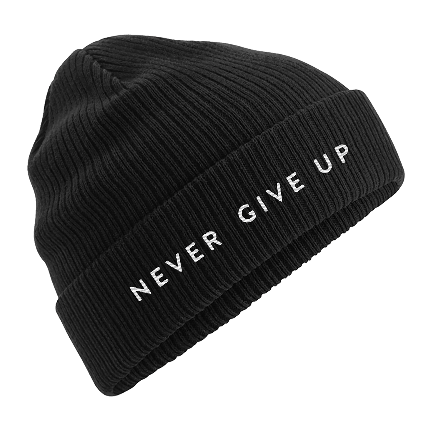 Never Give Up Black Beanie