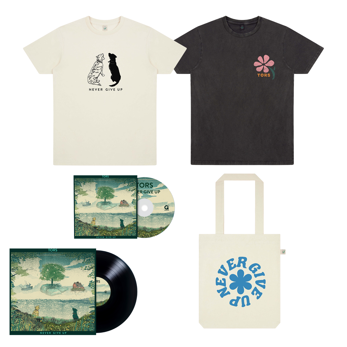 Never Give Up Tote Album & Choice Of T-Shirt Bundle